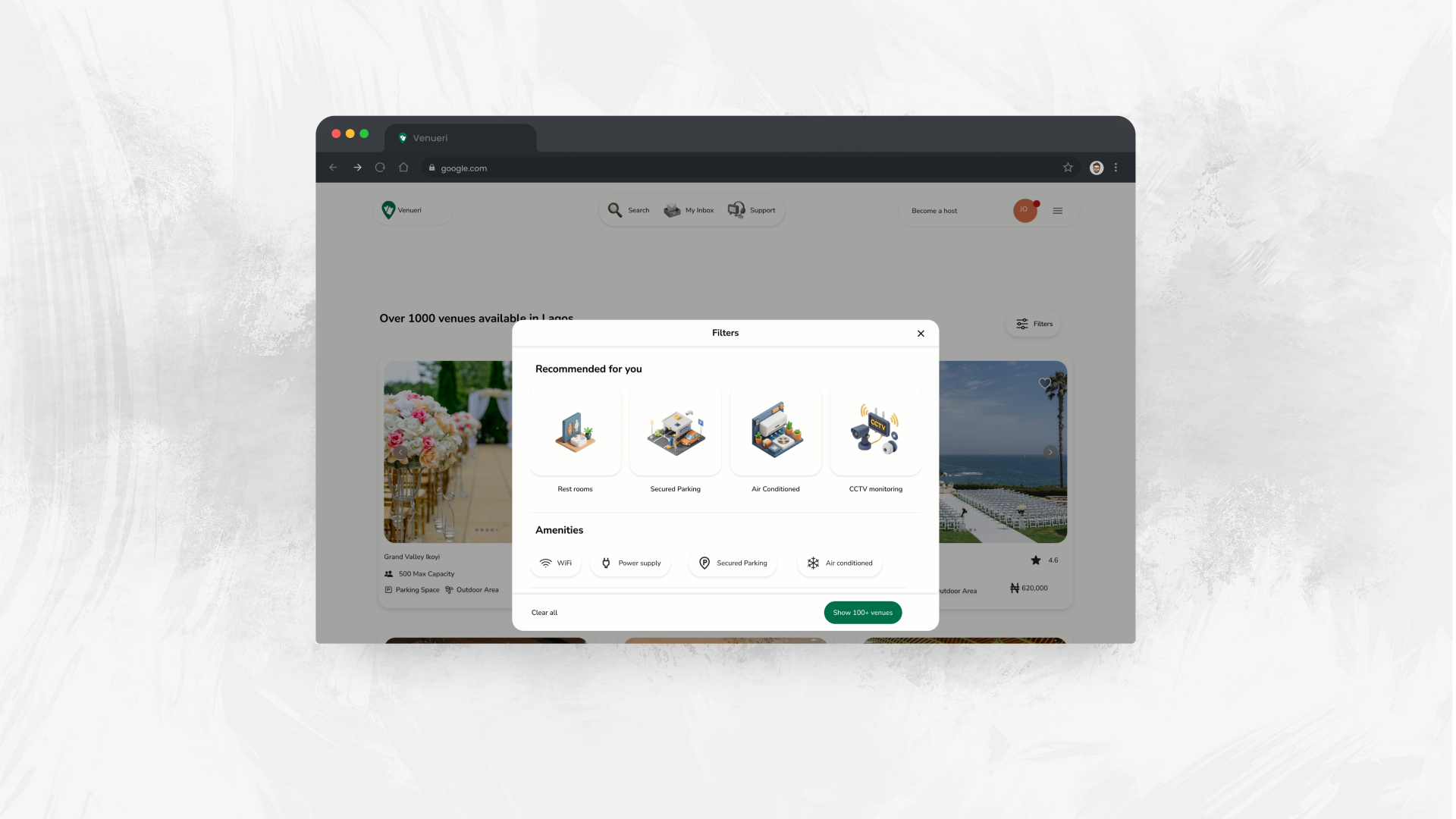 Venueri project preview — Product Design, Team Lead, Mobile App